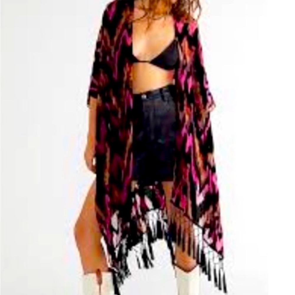 Free People Dripping Velvet Burnout Kimono